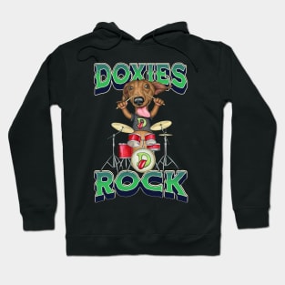 Doxie Dog Rock on with the Drums Hoodie